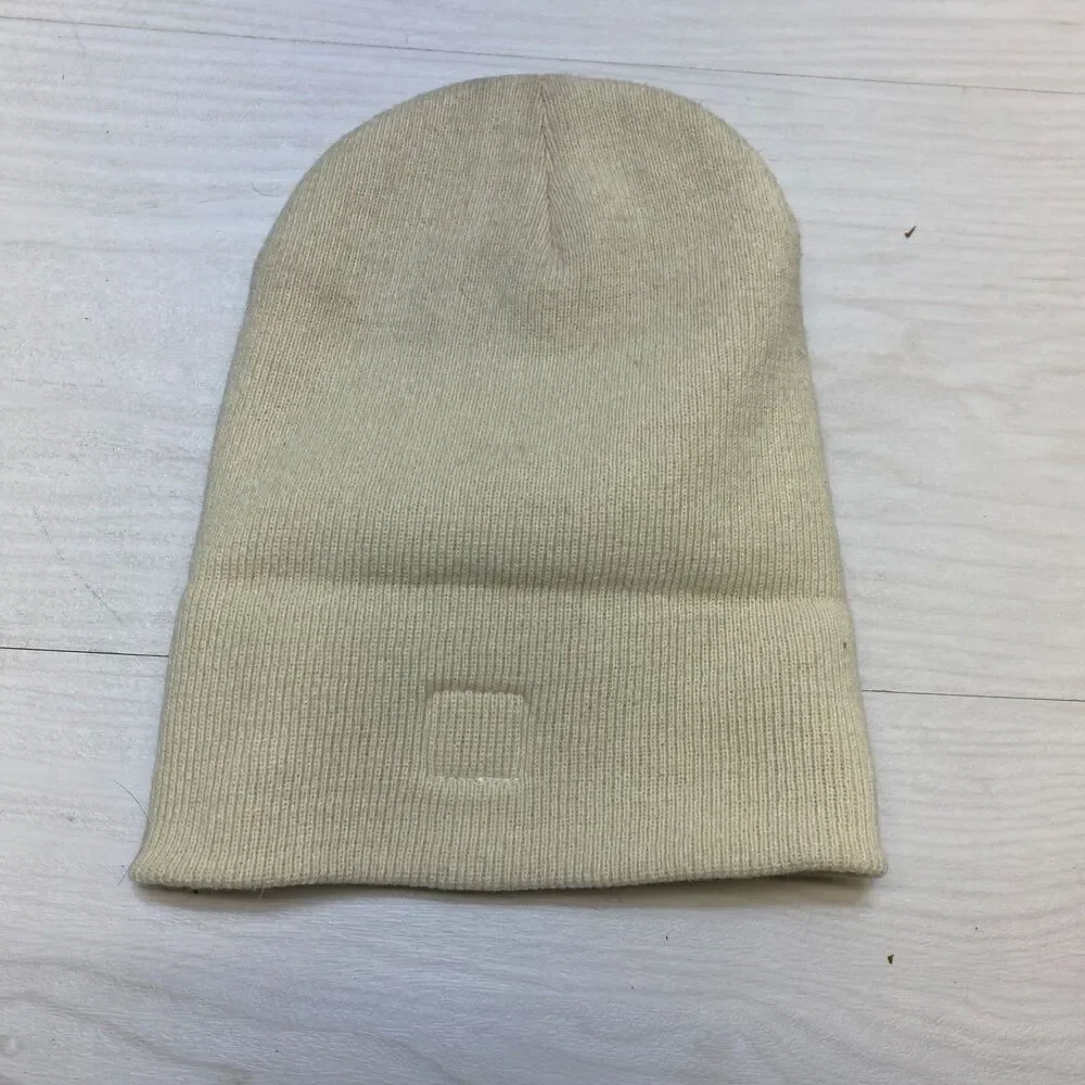 Carhartt Youth Kids‎ One Size Beanie Winter Hat Ivory Acrylic Folded Cuff Logo